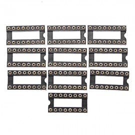 10pcs 16 Pins 2.54mm DIP Straight Plug Double Row Circular Hole IC Socket Connector Adaptor